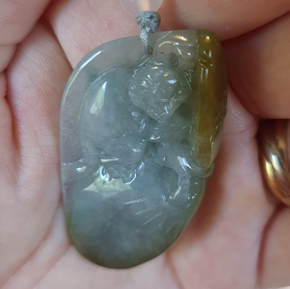 Natural Untreated Monkey Burmese Jadeite Jade Pendant Necklace - Picture 8 of 13